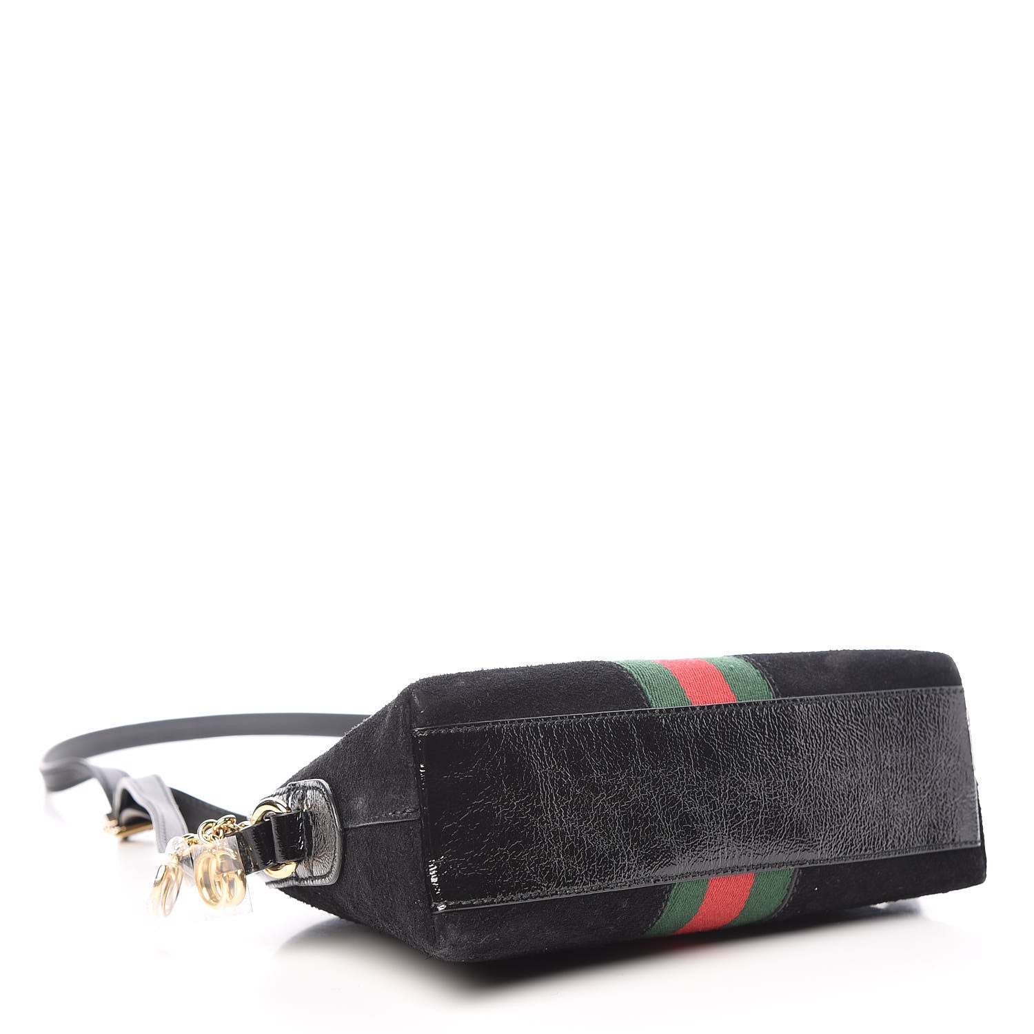 Gucci Suede Patent Web GG Small Ophidia Dome Shoulder Bag Black 4 of 14