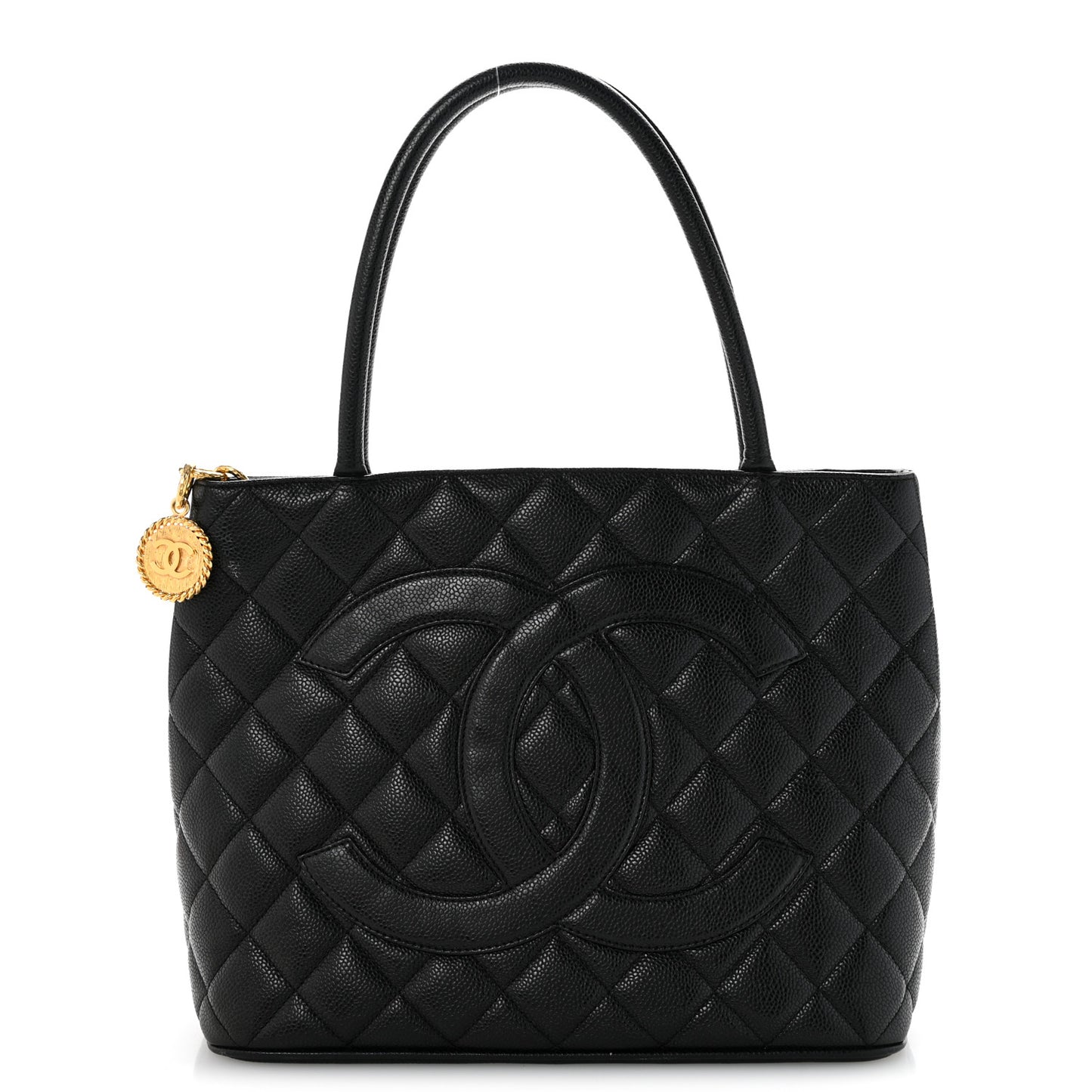 Caviar Quilted Medallion Tote Black
