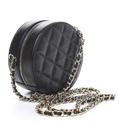 Chanel Caviar Quilted French New Wave Round Clutch With Chain Black 2 of 9