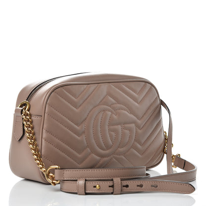Gucci Calfskin Matelasse Small GG Marmont Chain Shoulder Bag Taupe 3 of 9