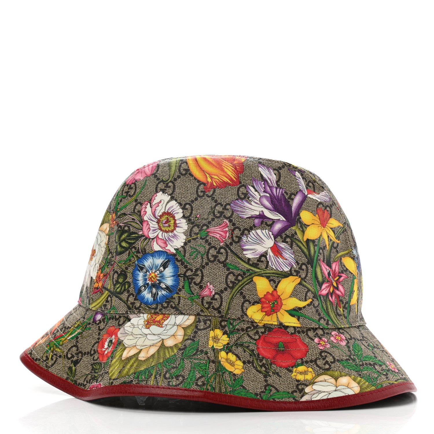 Gucci GG Supreme Monogram Flora Fedora Hat L Red 5 of 10