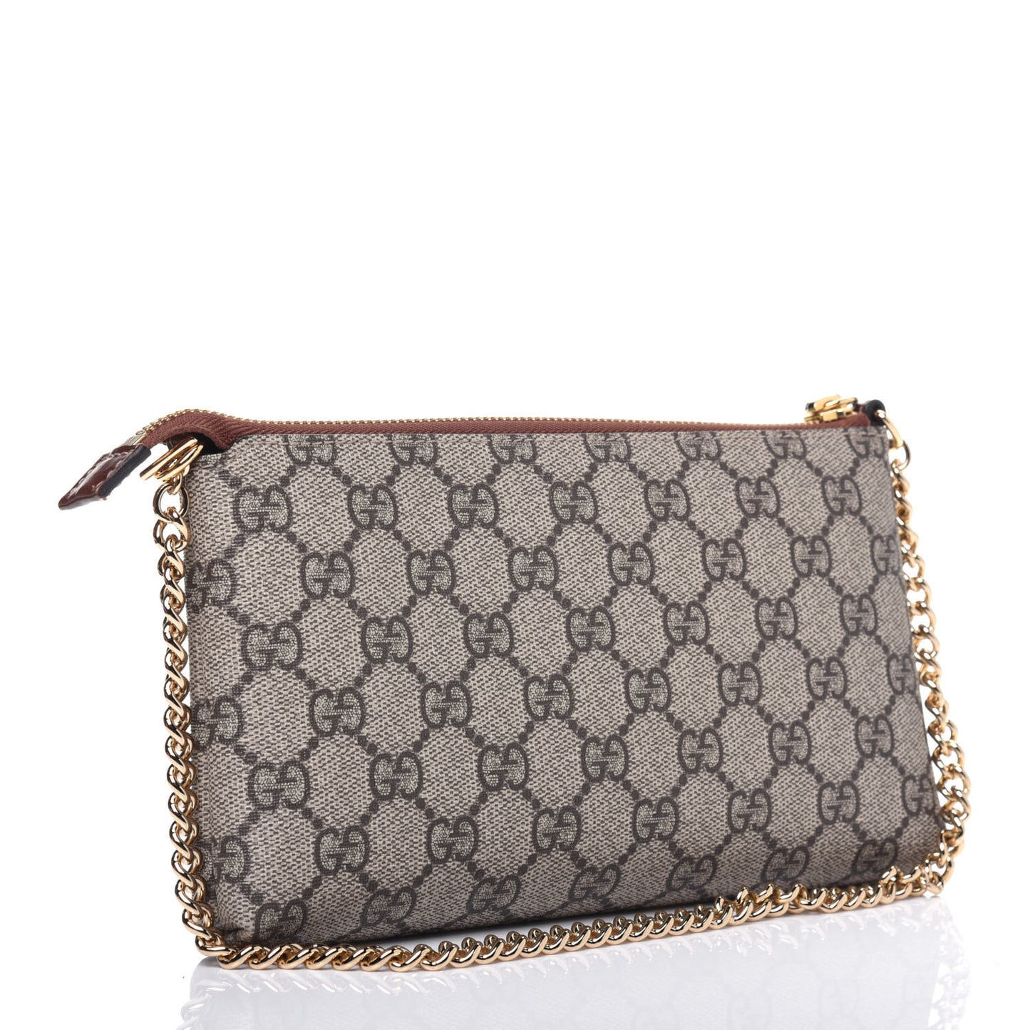 GG Supreme Monogram Wrist Wallet Brown