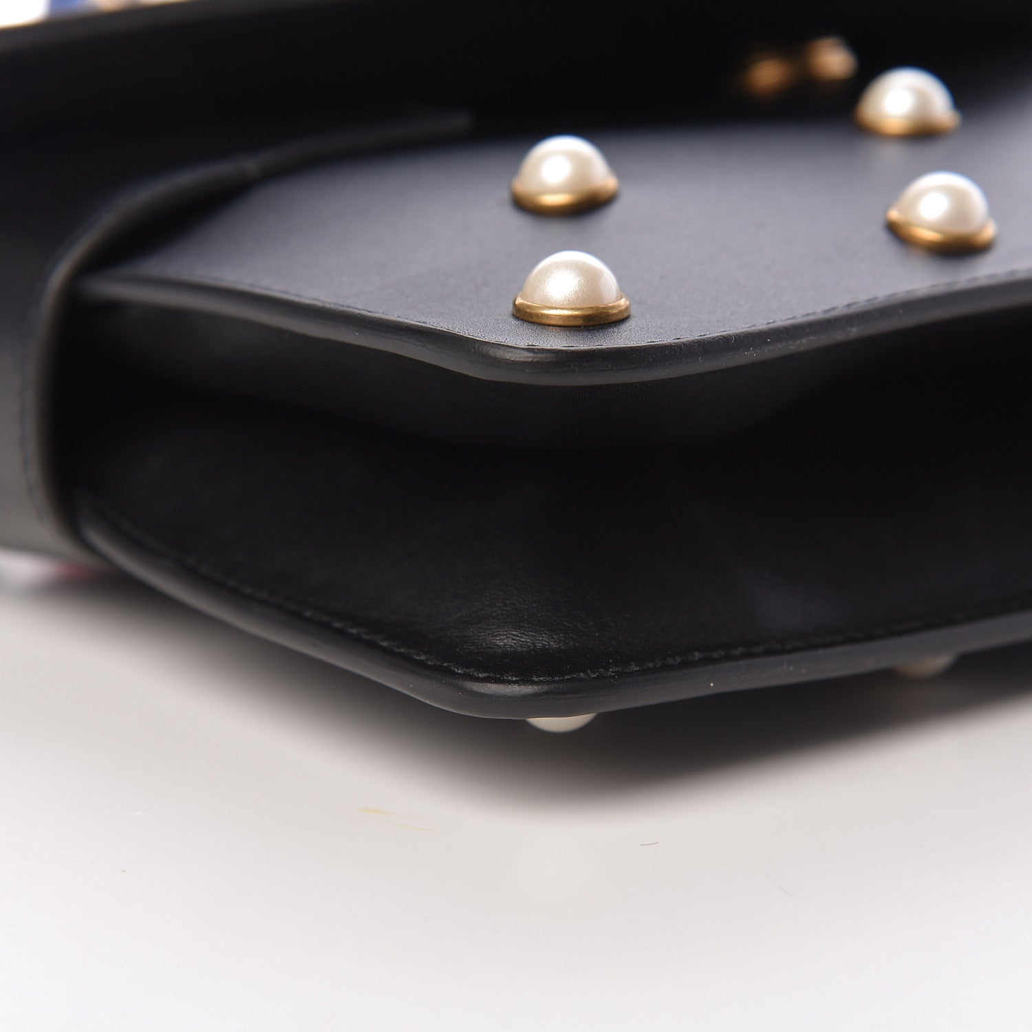 Gucci Nappa Pearl Studded Mini Queen Margaret Broadway Shoulder Bag Black 10 of 14