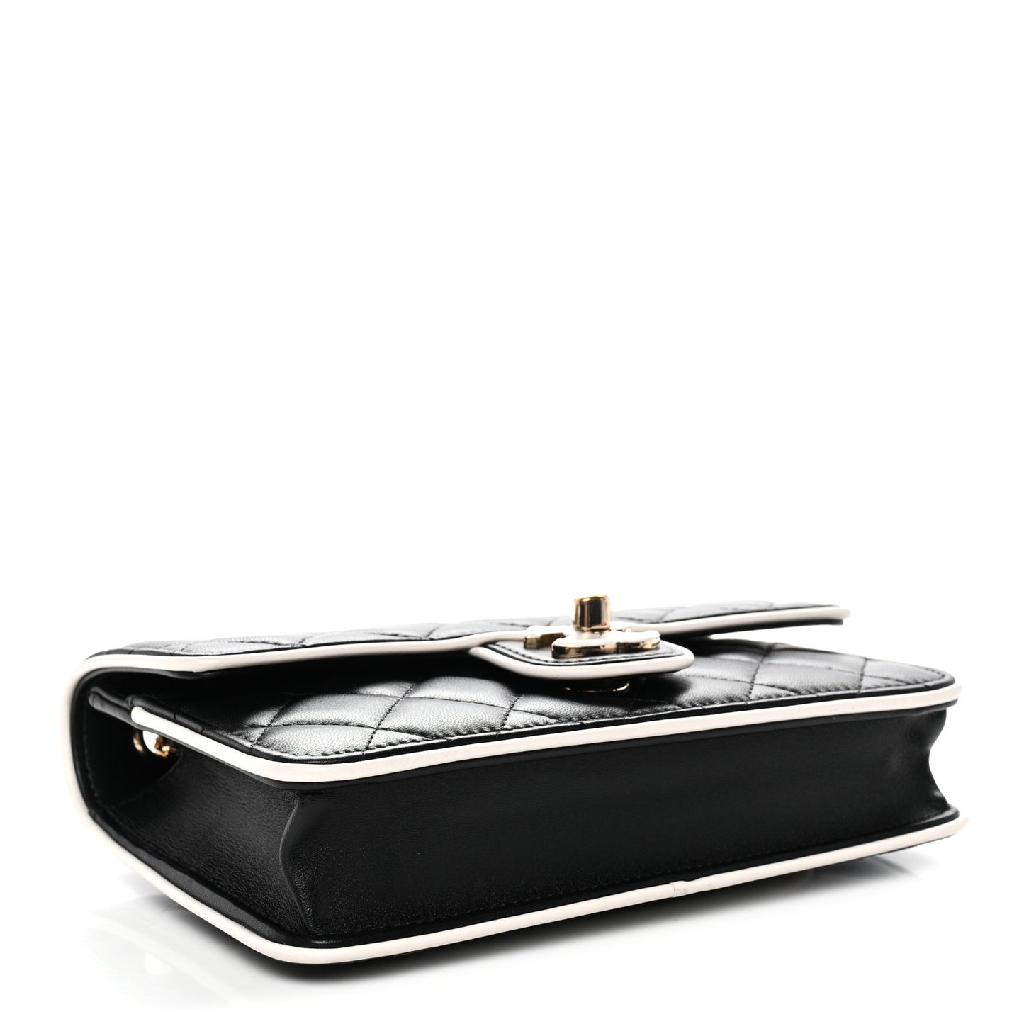 Lambskin Quilted Resin CC Mini Flap Bag Black White
