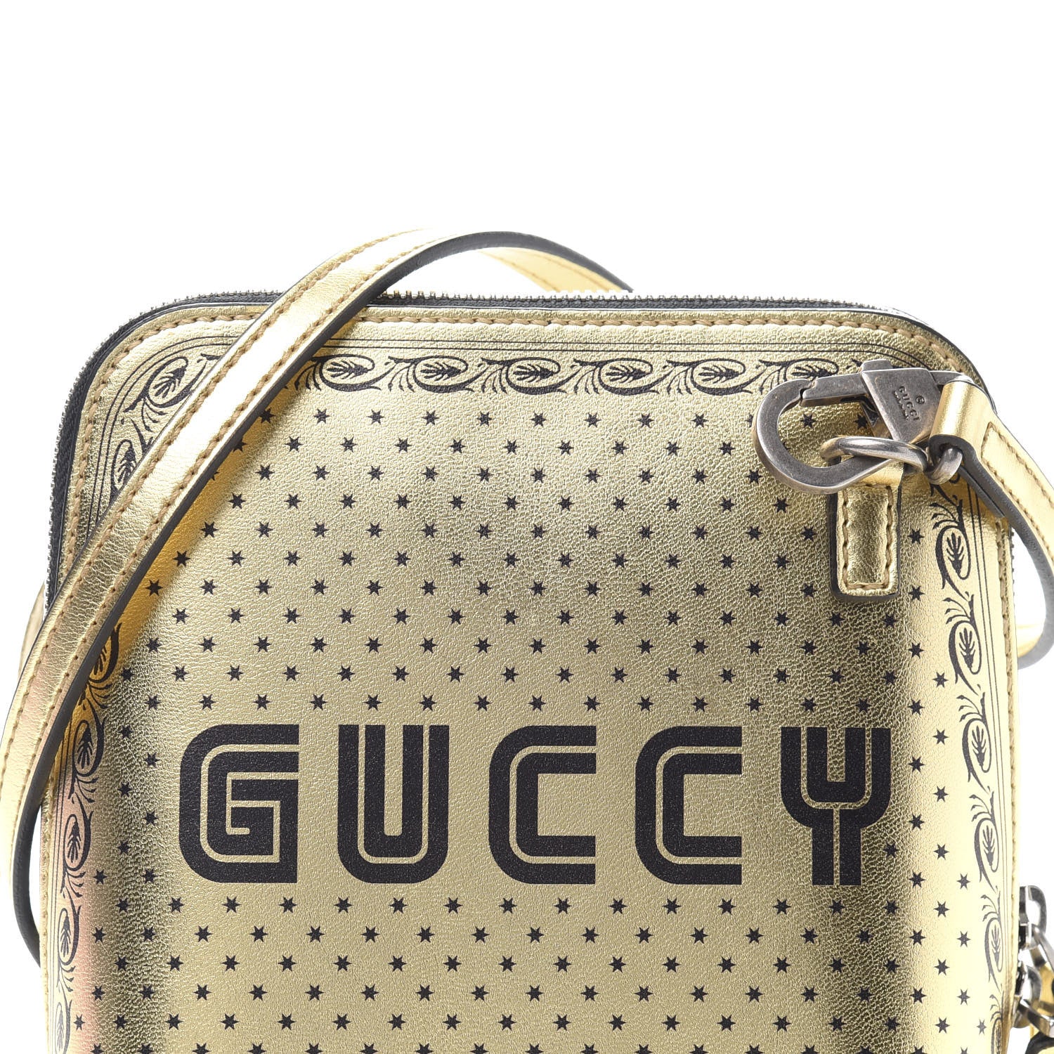 Gucci X SEGA Calfskin GUCCY Stars Mini Dome Shoulder Bag Gold 13 of 13