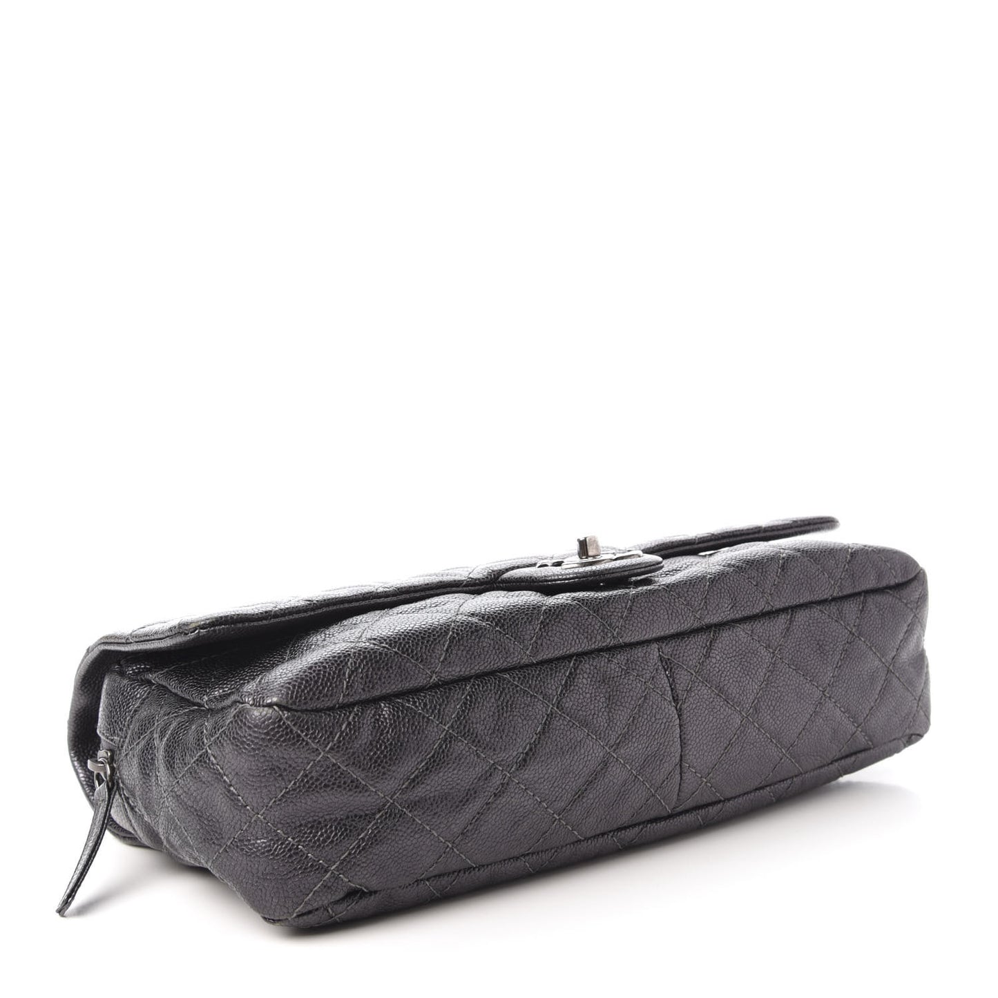 Iridescent Caviar Quilted Large Chic Flap Grey