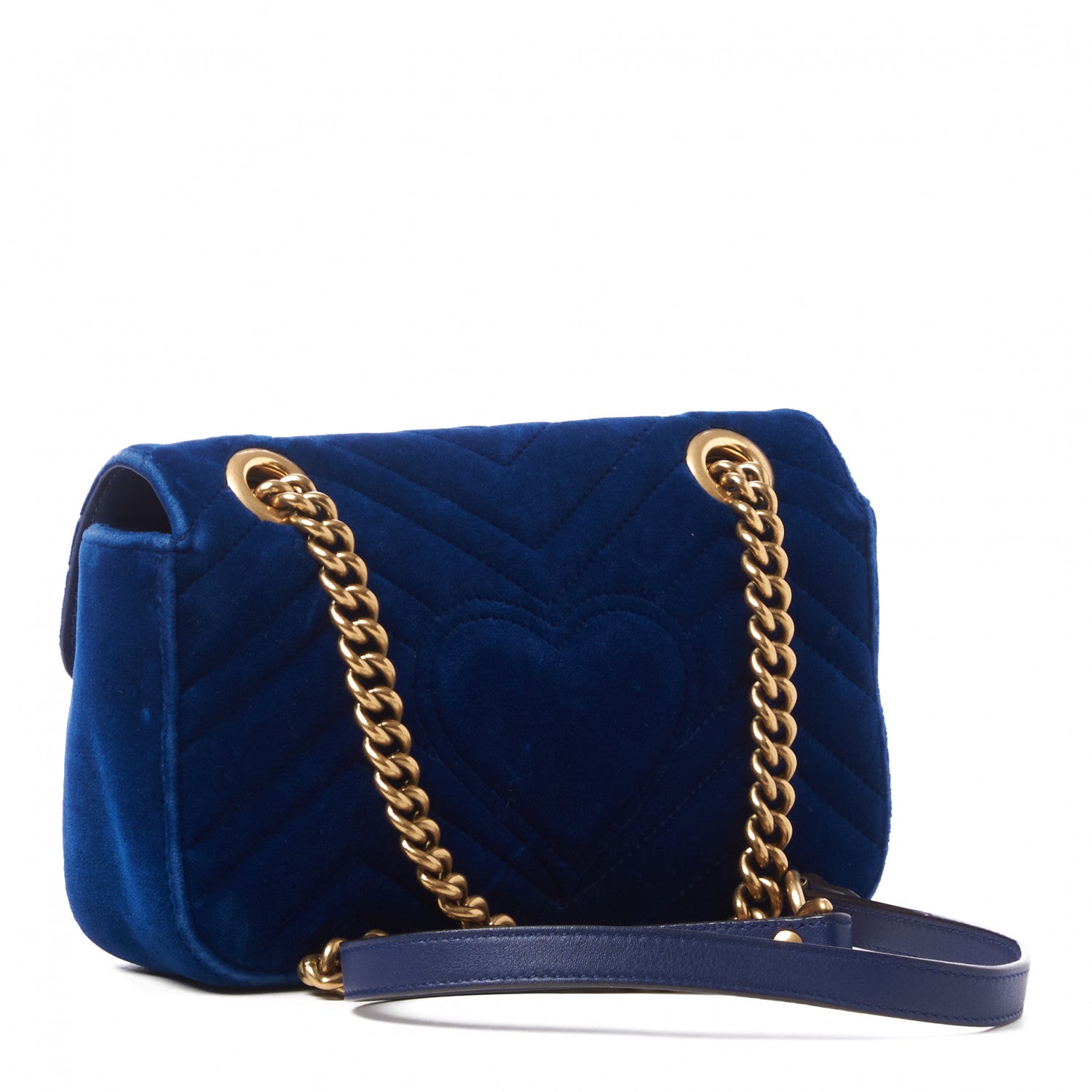 Gucci Velvet Matelasse Mini GG Marmont Shoulder Bag Cobalt Blue 3 of 10