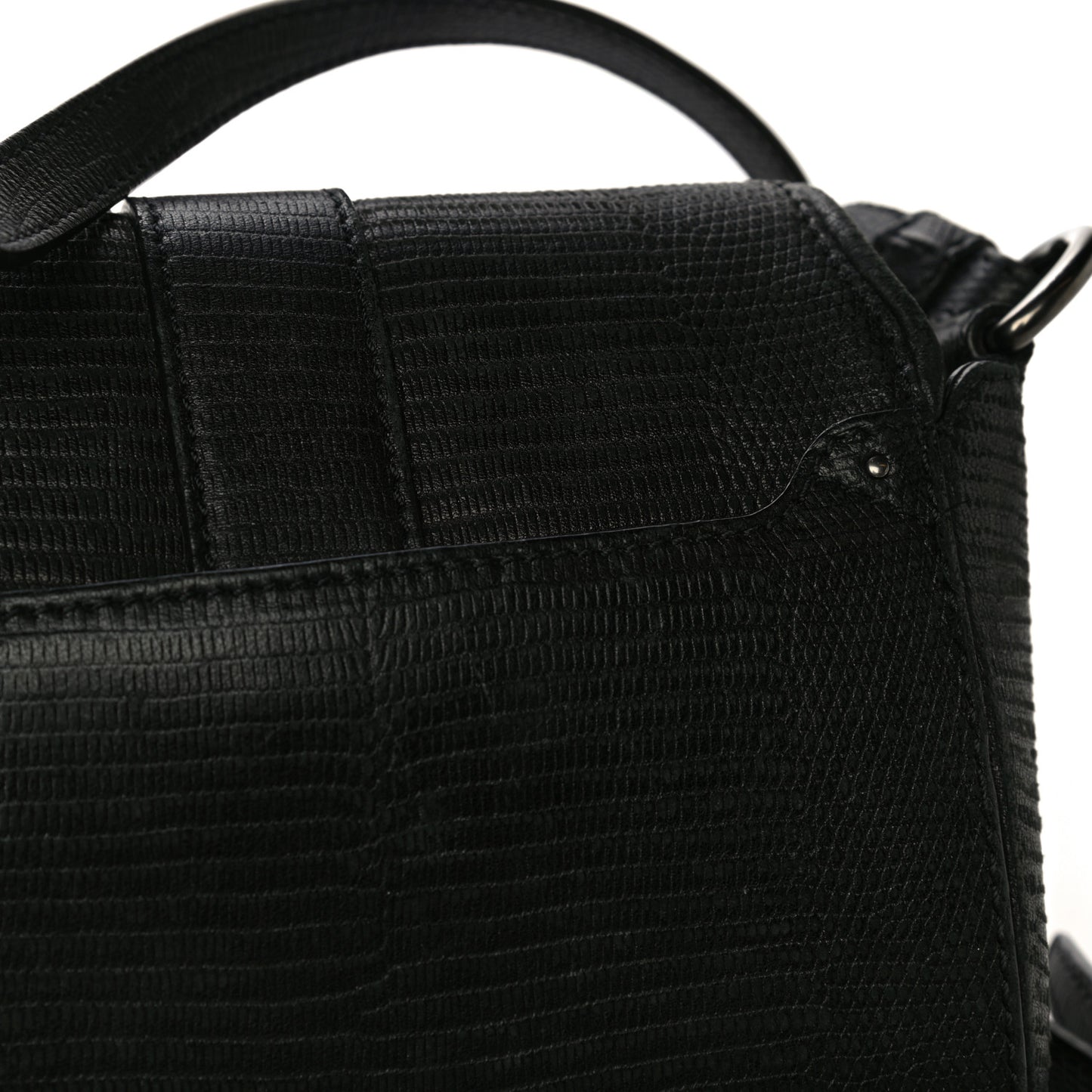Lambskin Lizard Embossed Obsedia Shoulder Bag Black