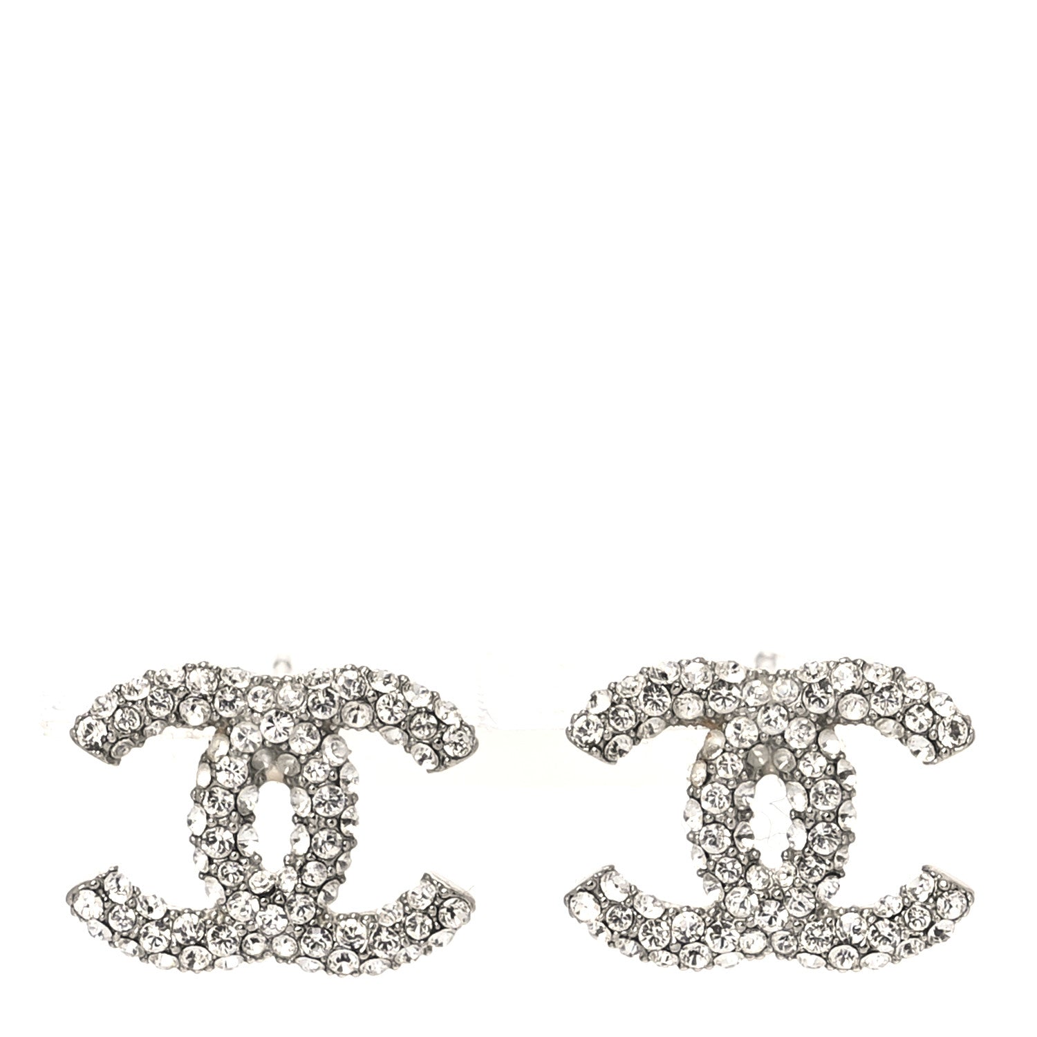 Chanel Crystal CC Earrings Silver 1 of 5