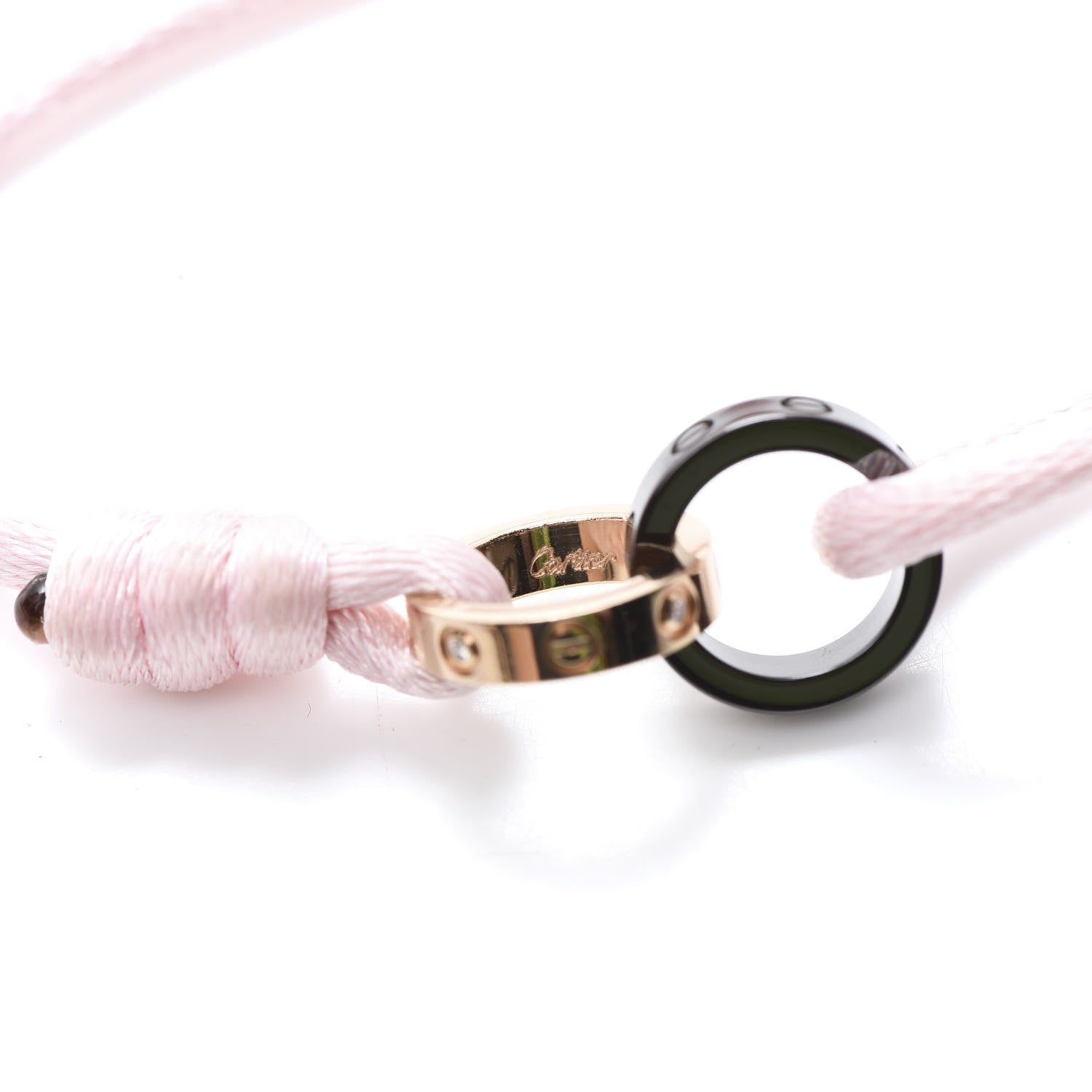 Cartier 18K Pink Gold Ceramic 4 Diamond LOVE Cord Bracelet Pink 4 of 5