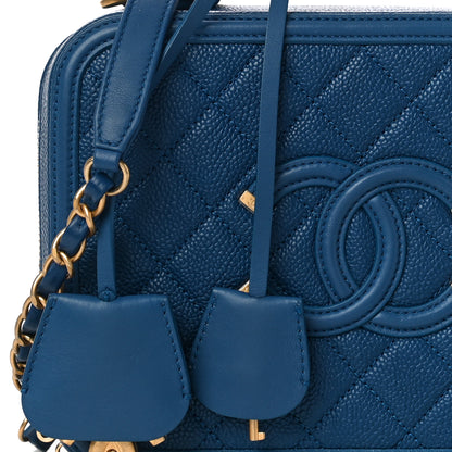 Chanel Caviar Quilted Medium CC Filigree Vanity Case Dark Blue 8 of 10