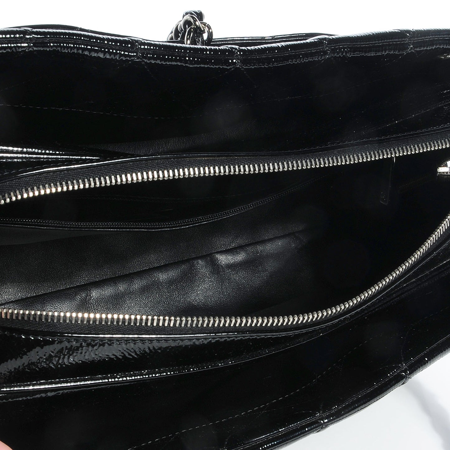 Patent Quilted Tote Black