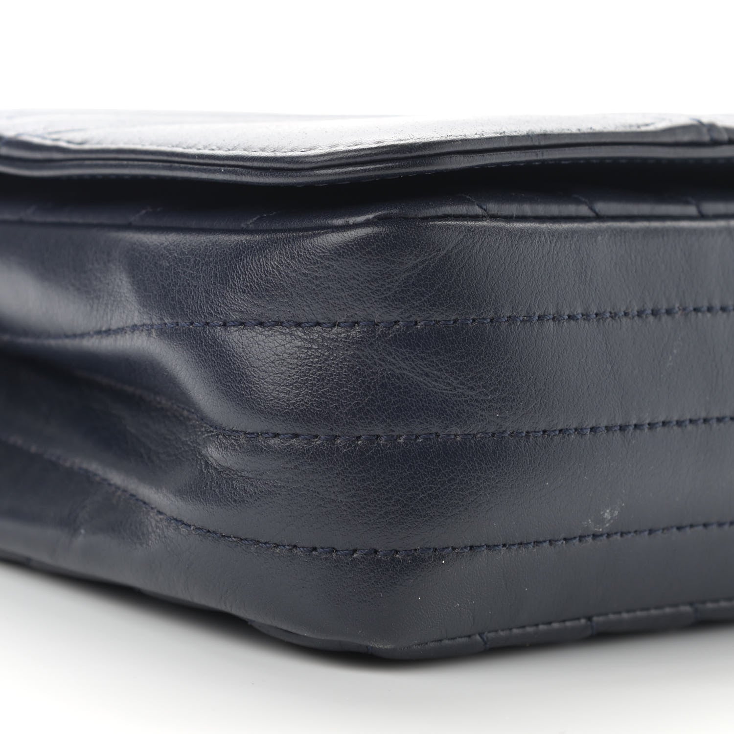 Chanel Calfskin Chevron Quilted Small Statement Flap Navy 9 of 15