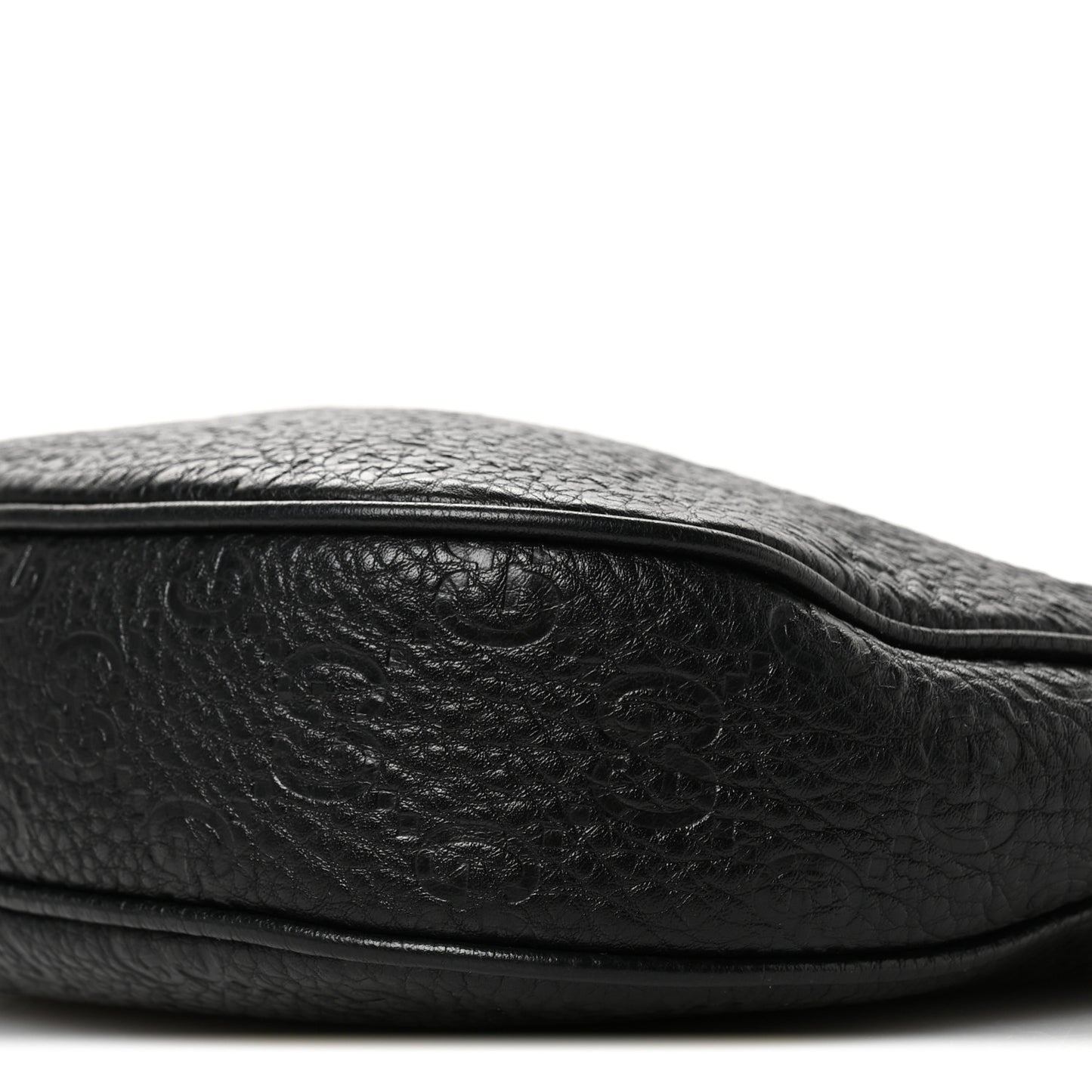 GG Grainy Calfskin Emblem Small Half Moon Shoulder Bag Black