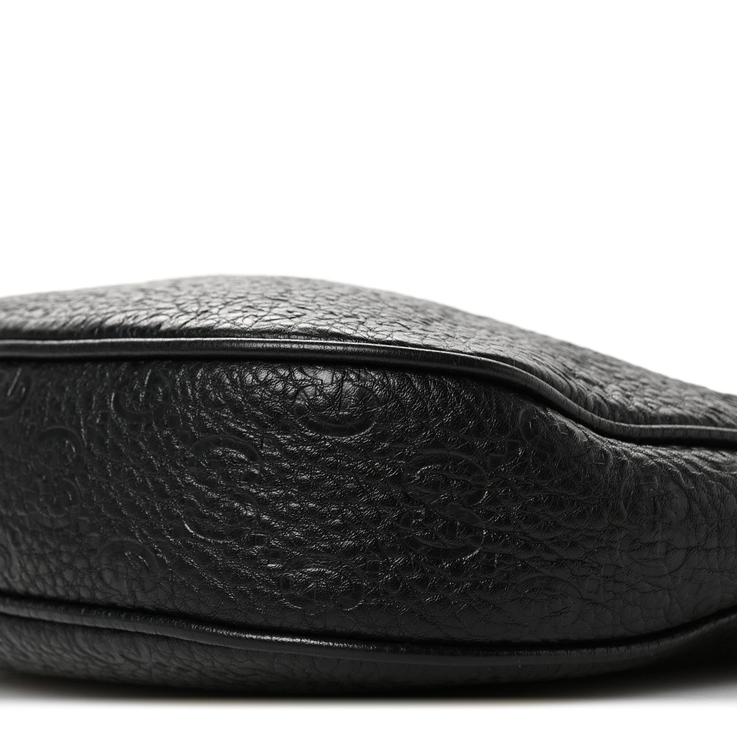 Gucci GG Grainy Calfskin Emblem Small Half Moon Shoulder Bag Black 10 of 11