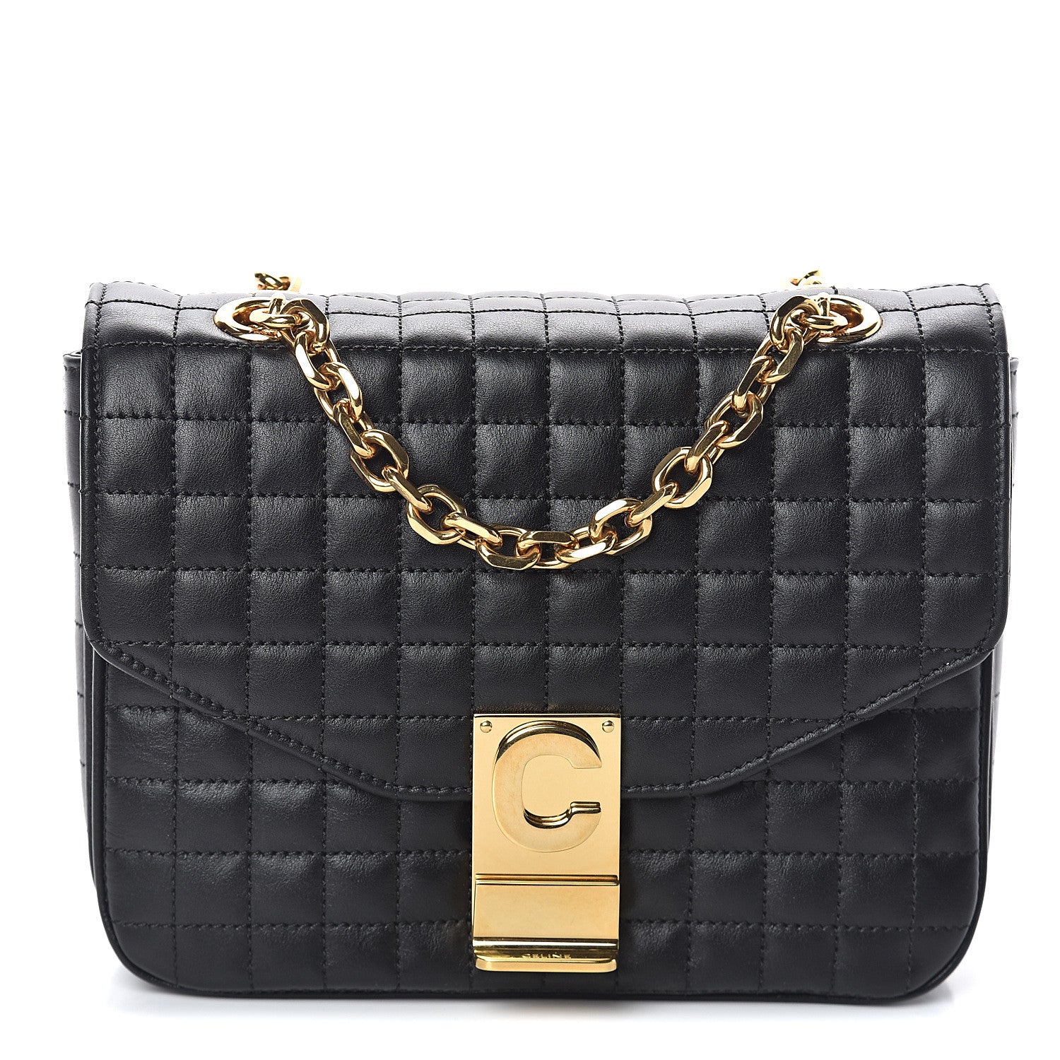 Celine Calfskin Quilted Medium C Bag Black 1 of 7