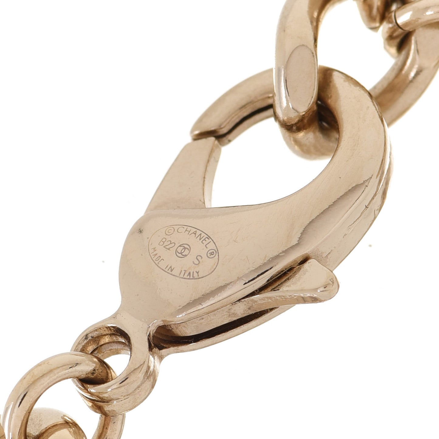 Enamel Metal CC Chain Bracelet Gold White