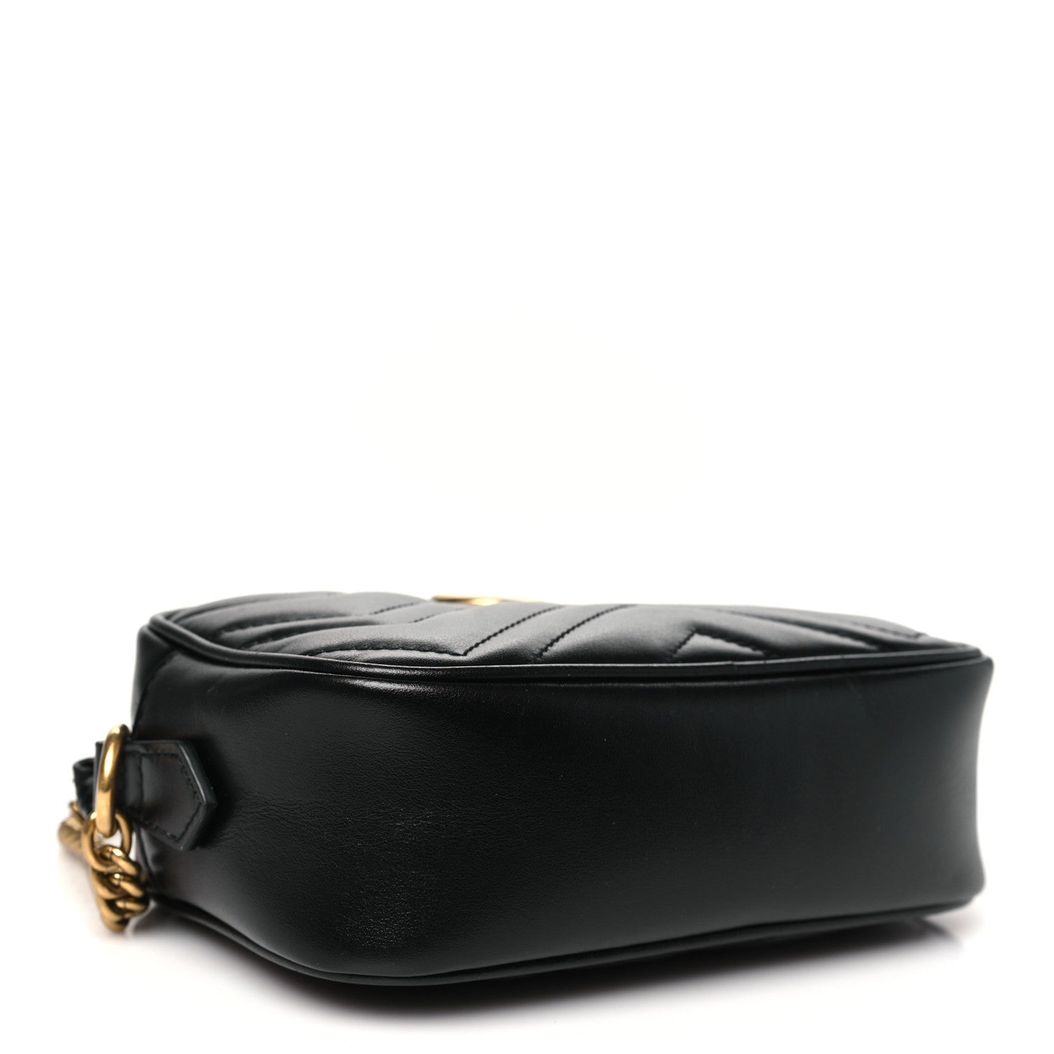 Gucci Calfskin Matelasse Mini GG Marmont Chain Shoulder Bag Black 4 of 11