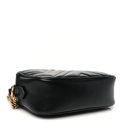 Gucci Calfskin Matelasse Mini GG Marmont Chain Shoulder Bag Black 4 of 11