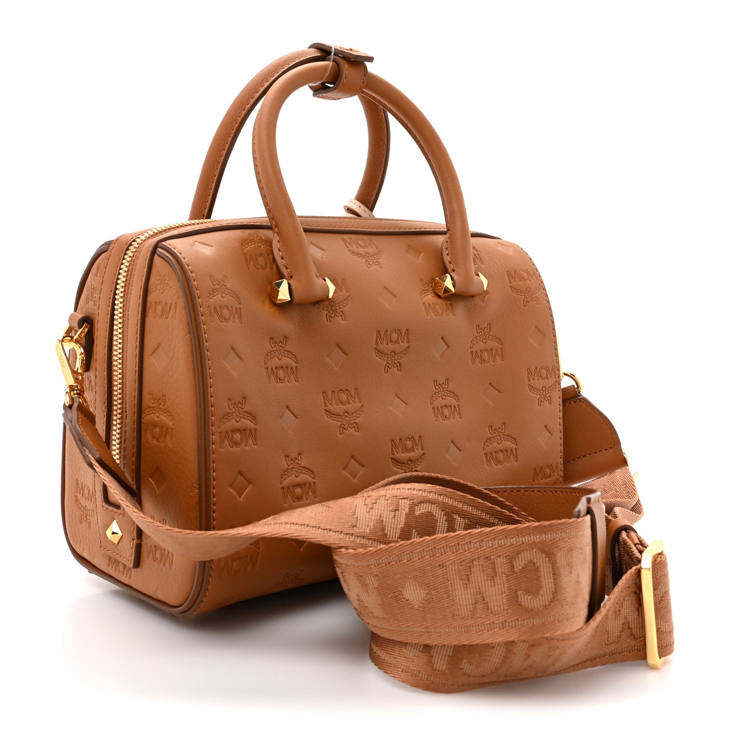 Calfskin Ottomar Monogram Essential Boston Bag Cognac