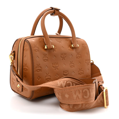 MCM Calfskin Ottomar Monogram Essential Boston Bag Cognac 3 of 10