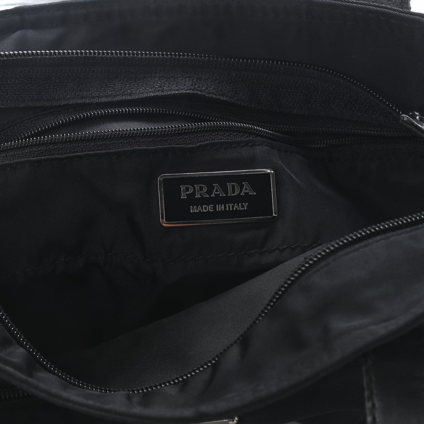 Tessuto Nylon Calfskin Shoulder Bag Black