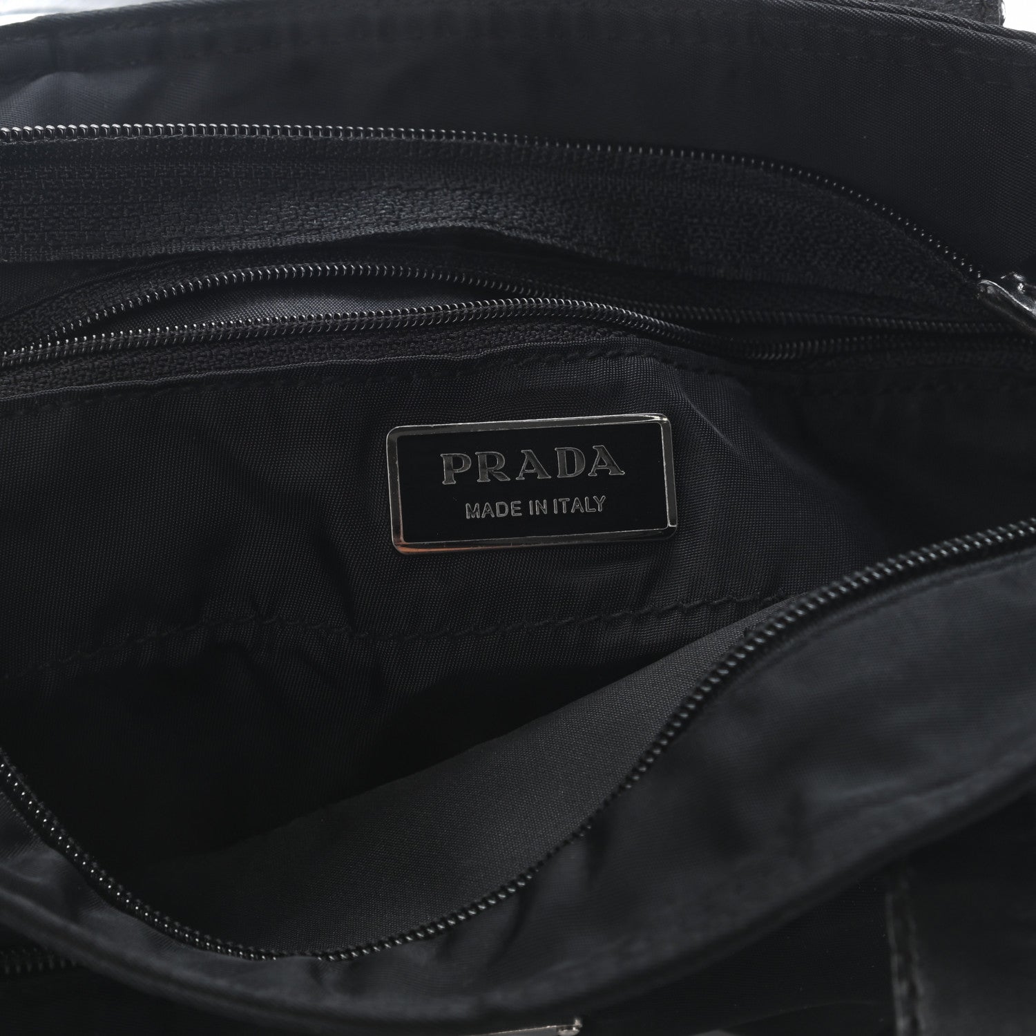 Prada Tessuto Nylon Calfskin Shoulder Bag Black 5 of 10
