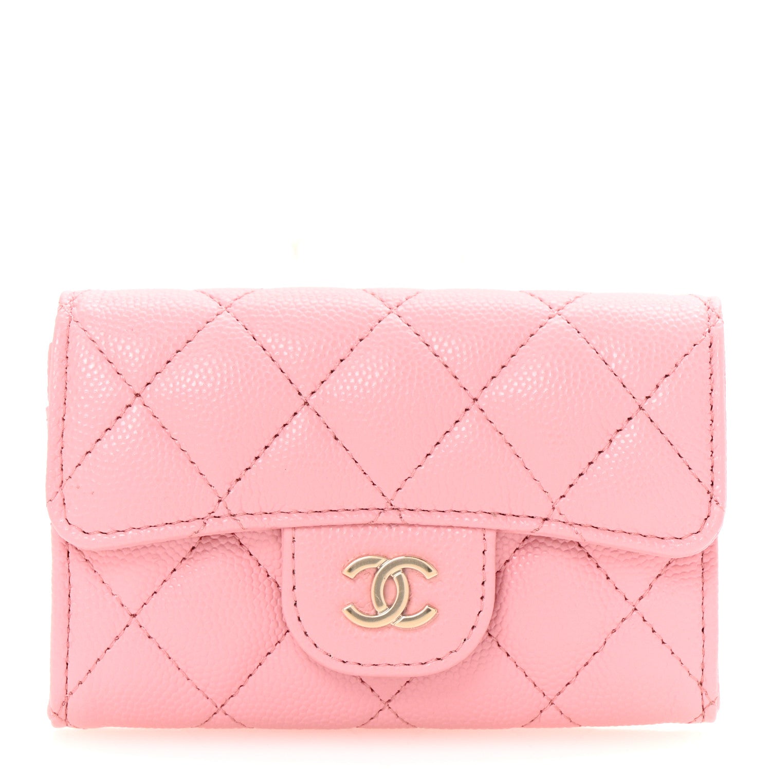 Chanel Caviar Quilted Flap Card Holder Wallet Light Pink 1 of 9