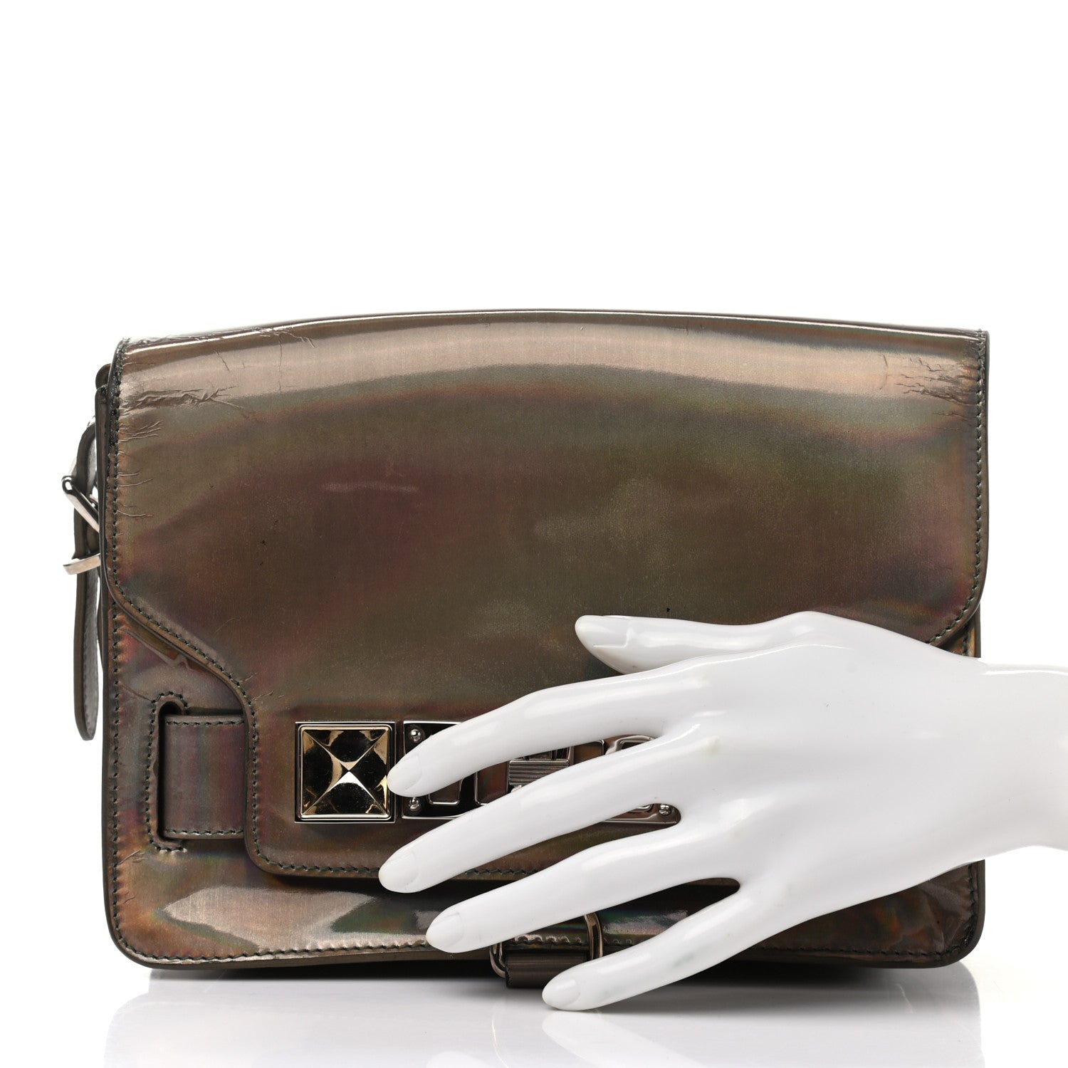 Proenza Schouler Metallic Patent PS11 Wristlet Clutch Brown 2 of 13