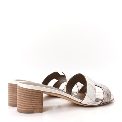Hermes Matte Niloticus Crocodile Himalaya Oasis Sandals 37 White 5 of 9