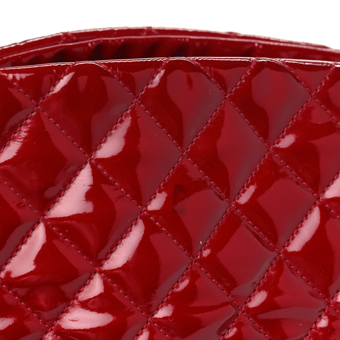 Patent Quilted Large Just Mademoiselle Bowling Bag Red