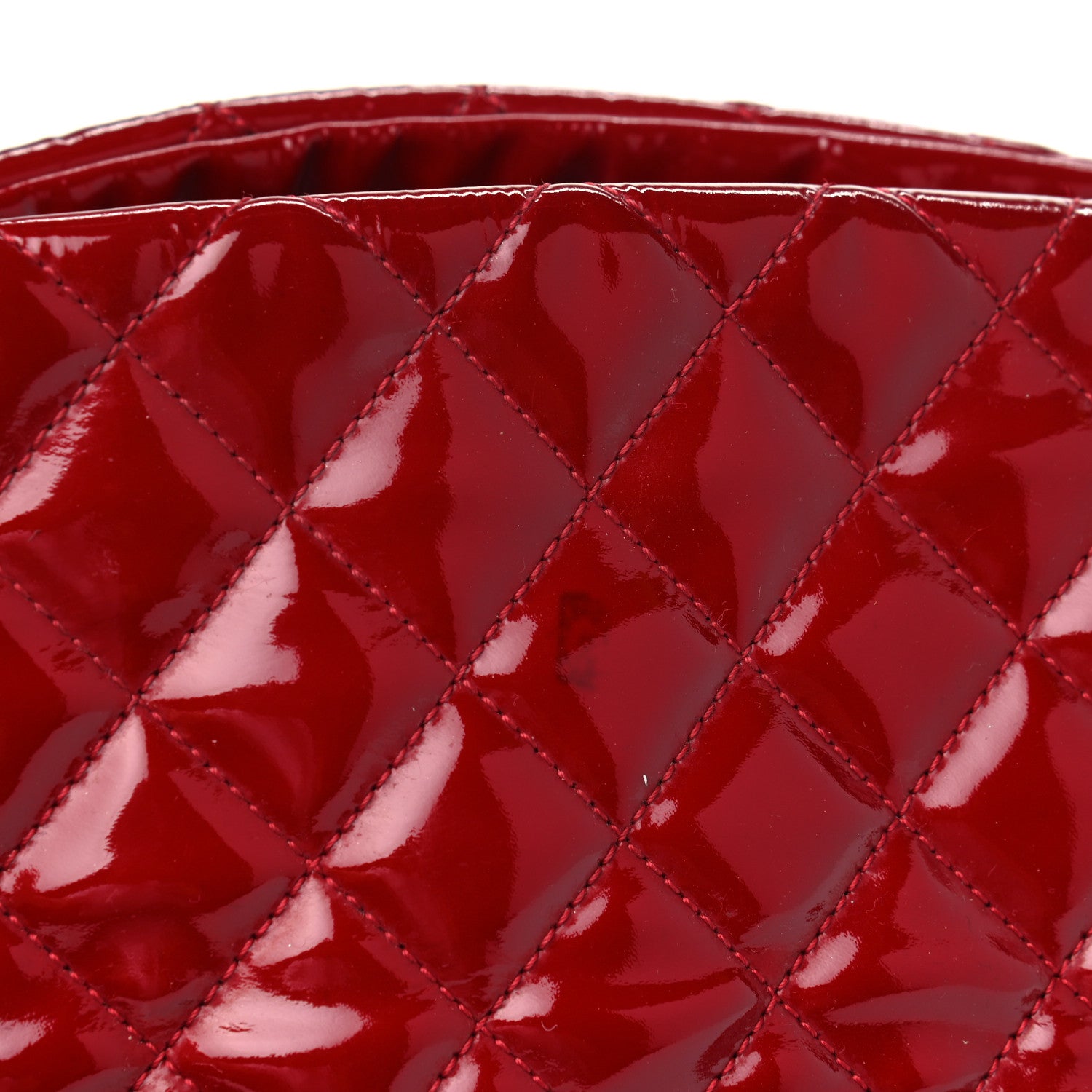Chanel Patent Quilted Large Just Mademoiselle Bowling Bag Red 10 of 12