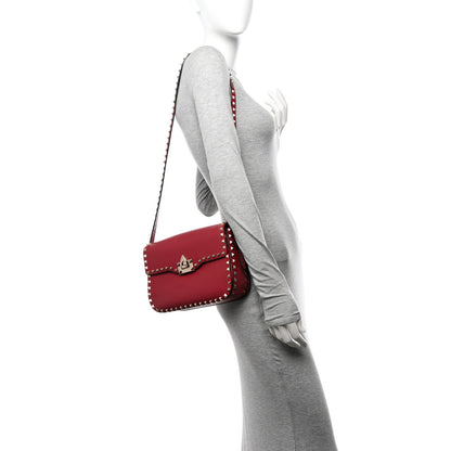 Valentino Garavani Vitello Medium Rockstud Flap Saddle Bag Scarlet 2 of 13