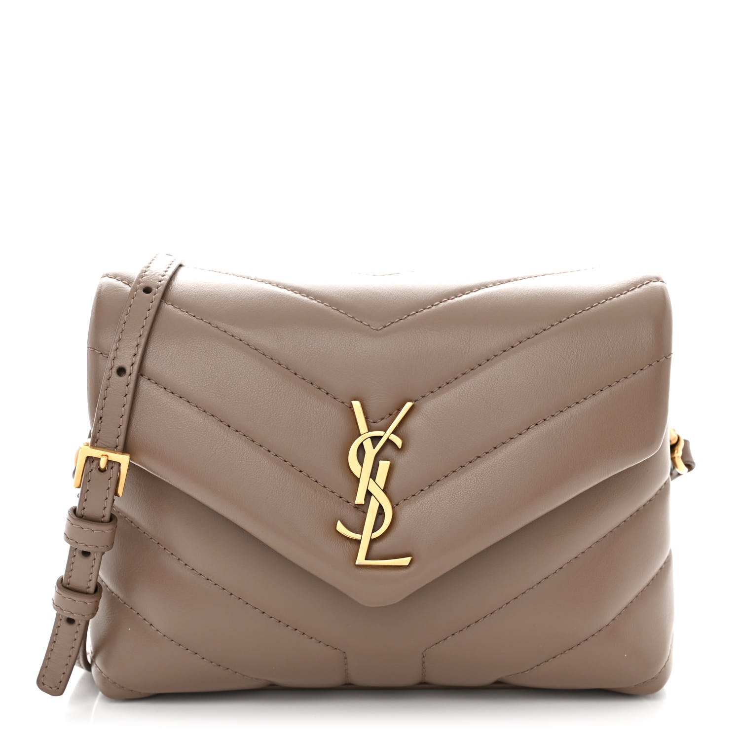 Saint Laurent Calfskin Y Quilted Monogram Toy Loulou Crossbody Bag Taupe 1 of 11