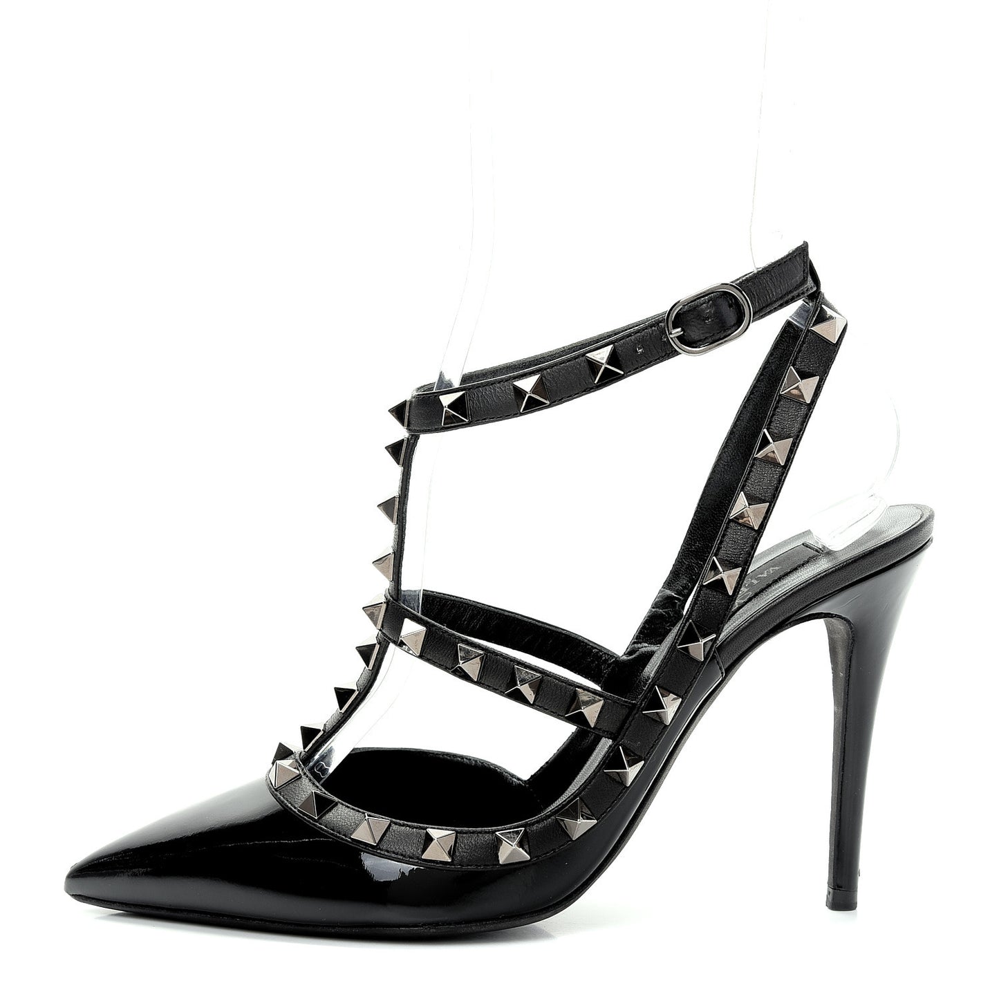 Patent Rockstud Ankle Strap Pumps 37 Black