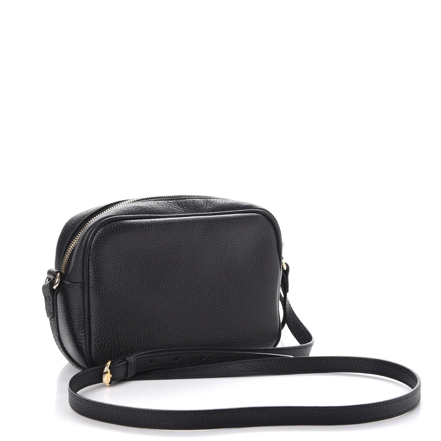 Pebbled Calfskin Small Soho Disco Bag Black