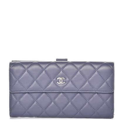 Chanel Lambskin Quilted Long Flap Wallet Lavender 1 of 13