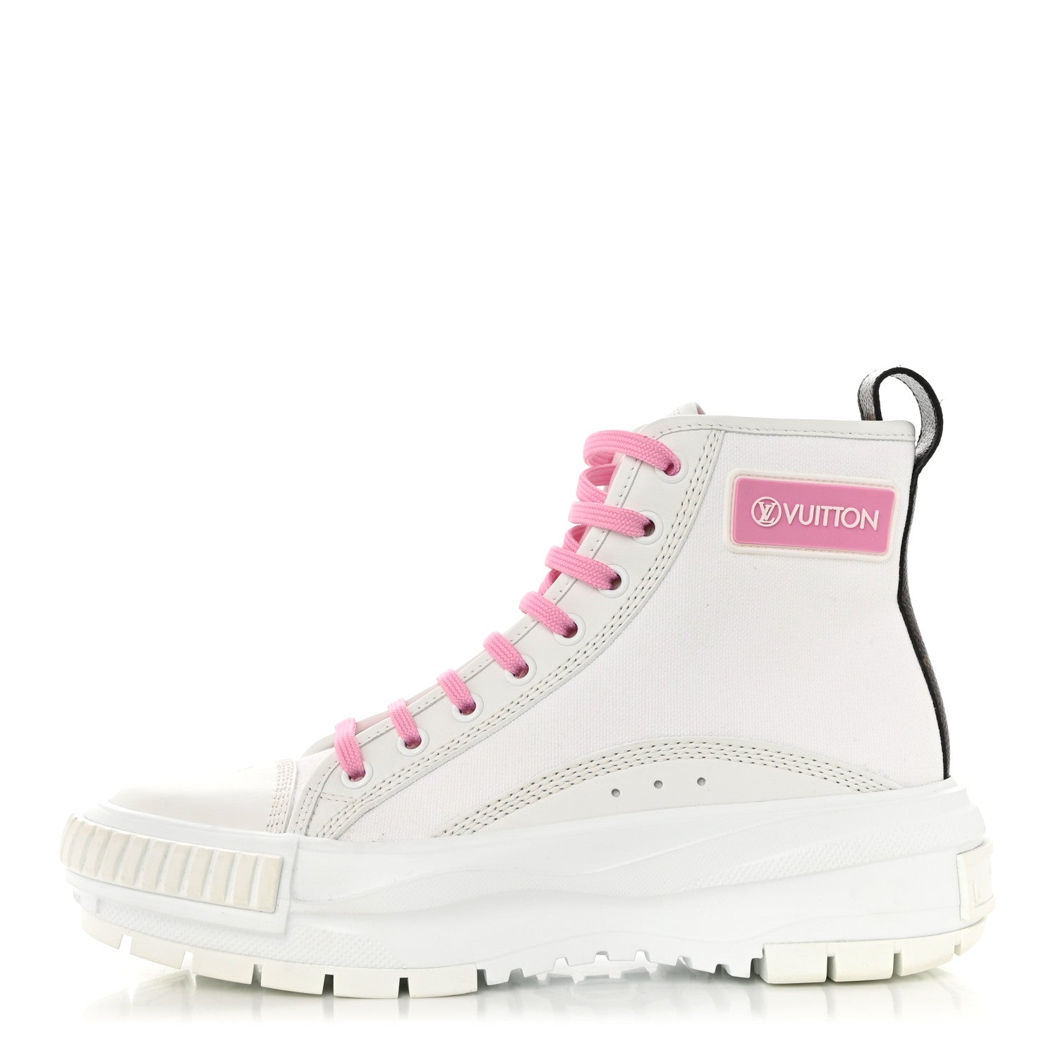 Louis Vuitton Canvas Monogram LV Squad Sneaker Boots 36.5 White Pink 1 of 8