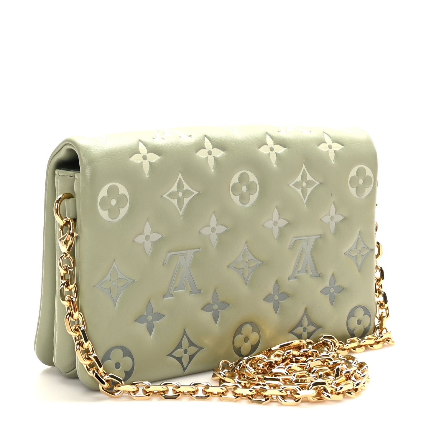 Lambskin Embossed Monogram Pochette Coussin Green