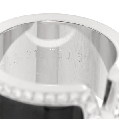 Cartier 18K White Gold Enamel Diamond 10mm Logo De Cartier Ring 51 5.75 Black 5 of 6