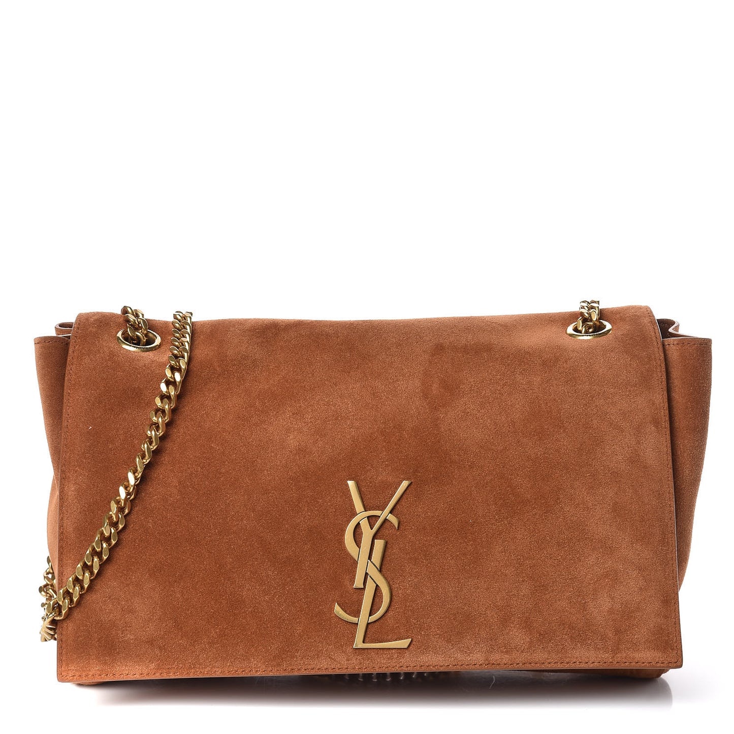 Smooth Calfskin Suede Medium Reversible Monogram Kate Satchel Light Ochre