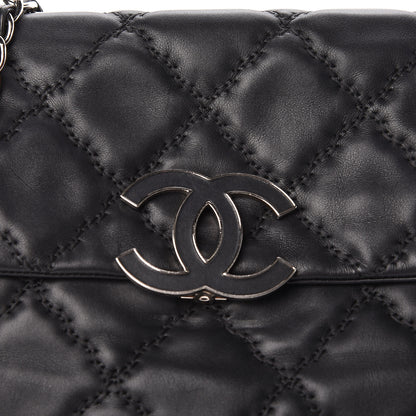 Chanel Calfskin Double Stitch Large Hamptons Flap Bag Black 8 of 13