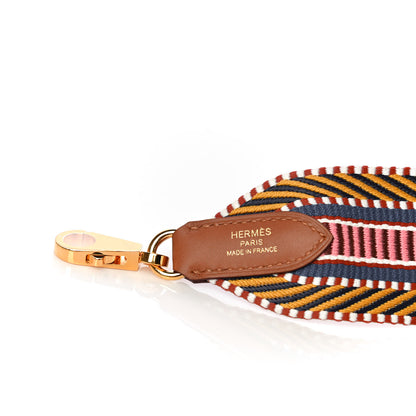 Hermes Toile Swift 50mm Sangle Cavale Shoulder Strap Ambre Rose D'Ete Gold 4 of 7