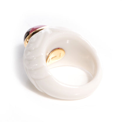 Bulgari BVLGARI Porcelain 18K Gold Tourmaline Chandra Ring 5.25 Pink 3 of 5