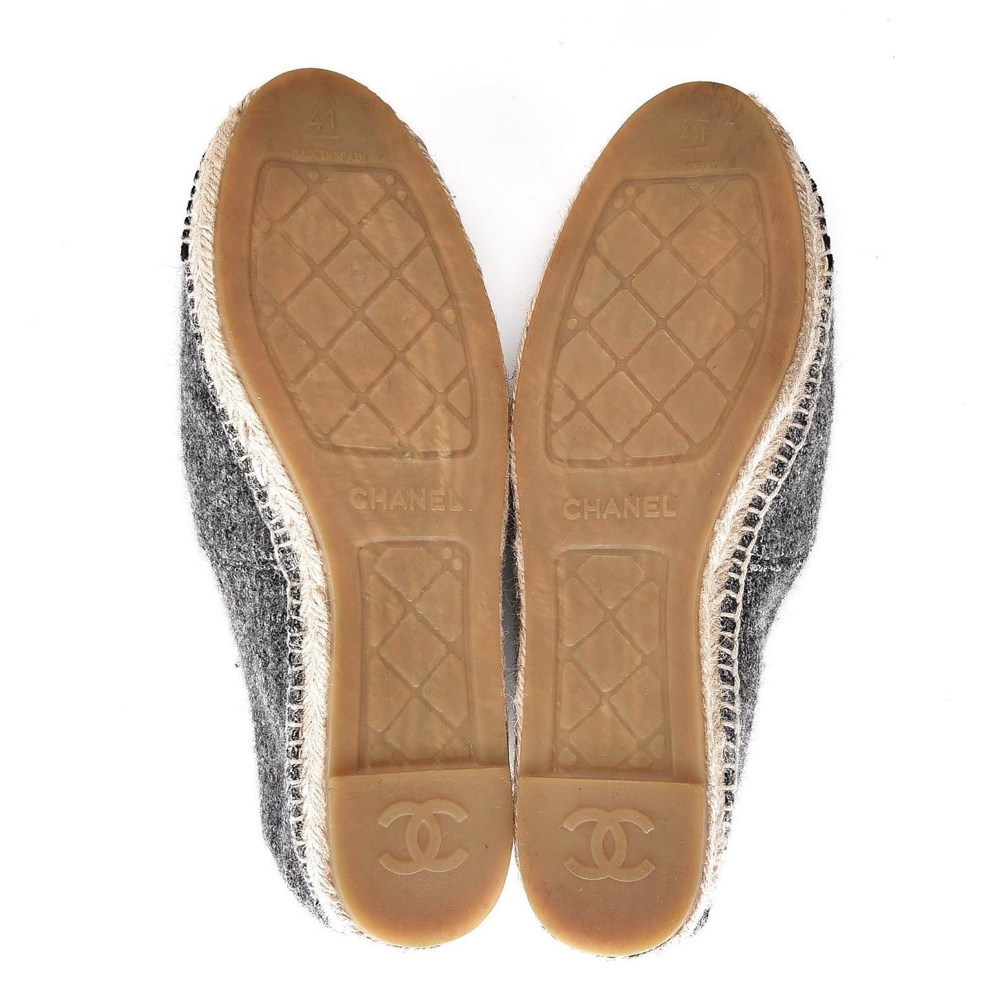 Tweed Velvet CC Espadrilles 41 Grey Black