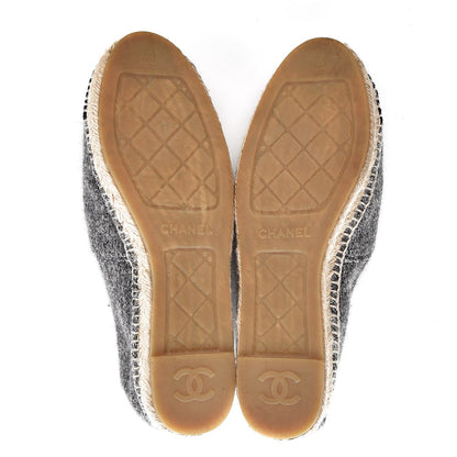 Chanel Tweed Velvet CC Espadrilles 41 Grey Black 7 of 11