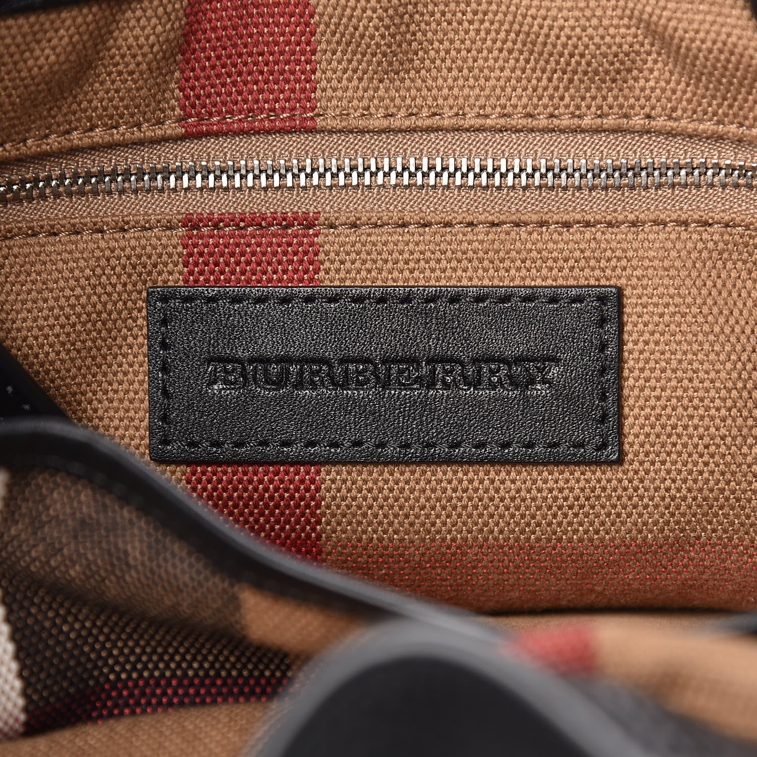 Burberry Grainy Calfskin House Check Small Maidstone Black 6 of 10