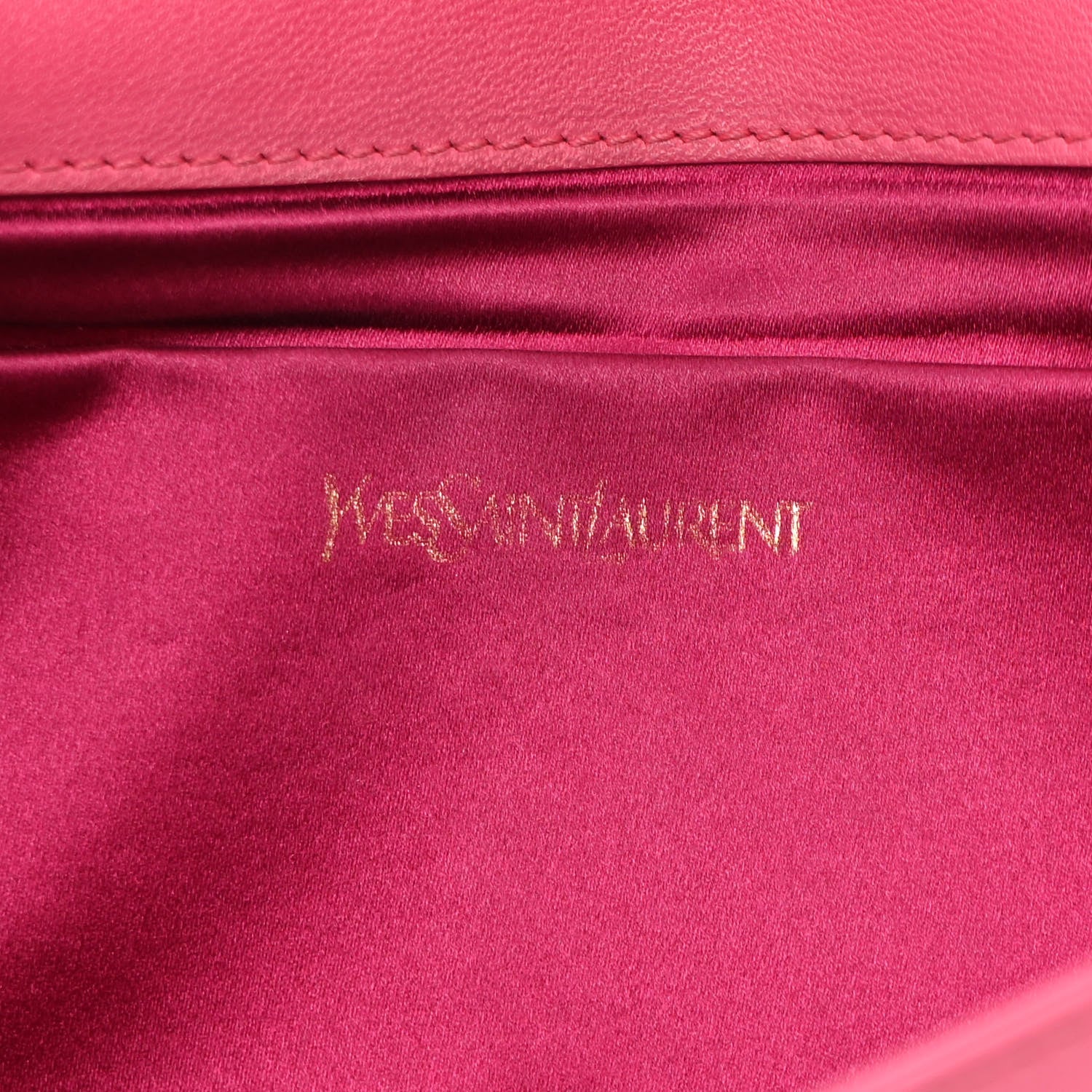 Saint Laurent Goatskin Monogram Large Belle De Jour Clutch Lipstick Fuchsia 6 of 12