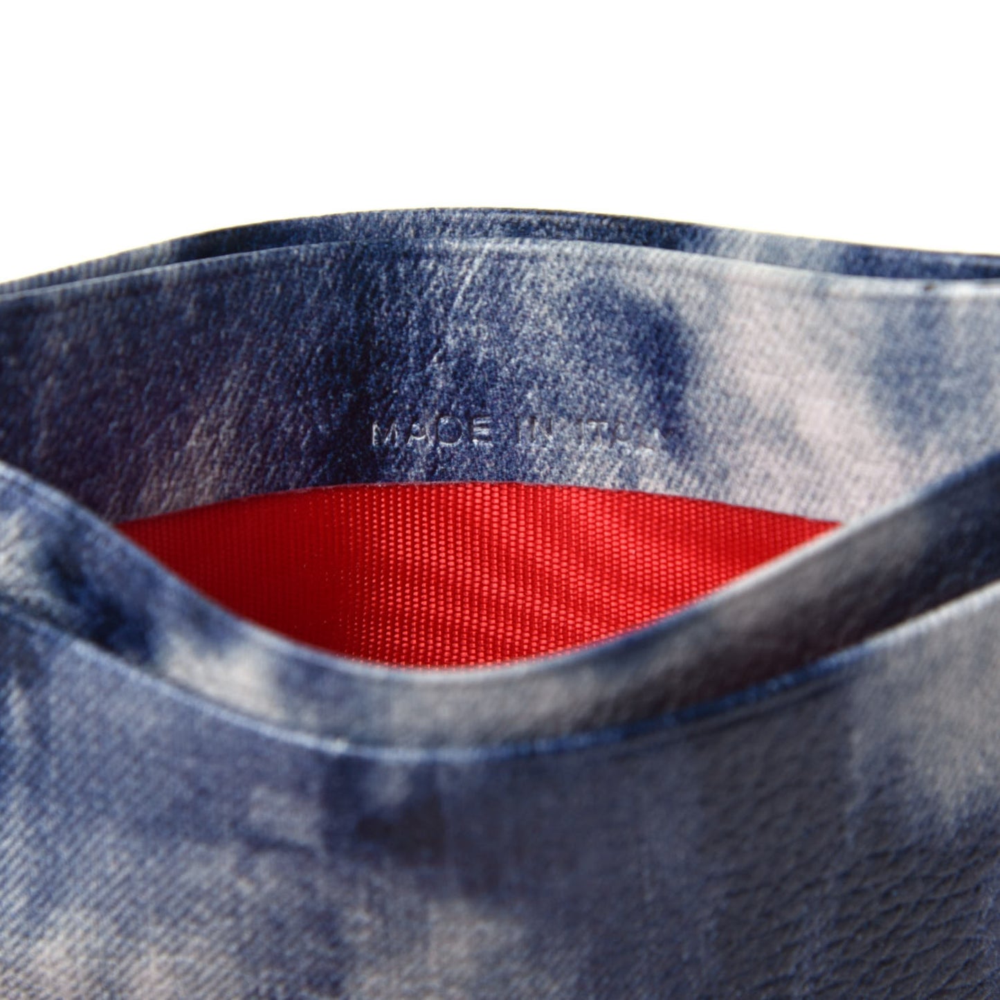 Calfskin Loubisky Studded Kios Card Holder Blue