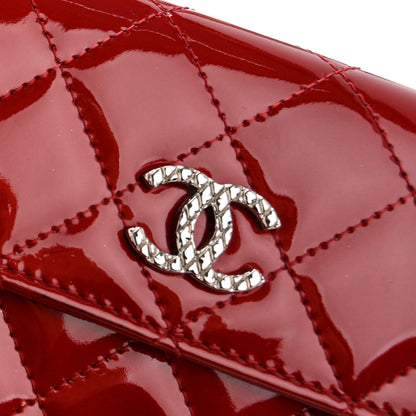 Chanel Patent Calfskin Quilted Large Brilliant Flap Wallet Dark Red 9 of 13